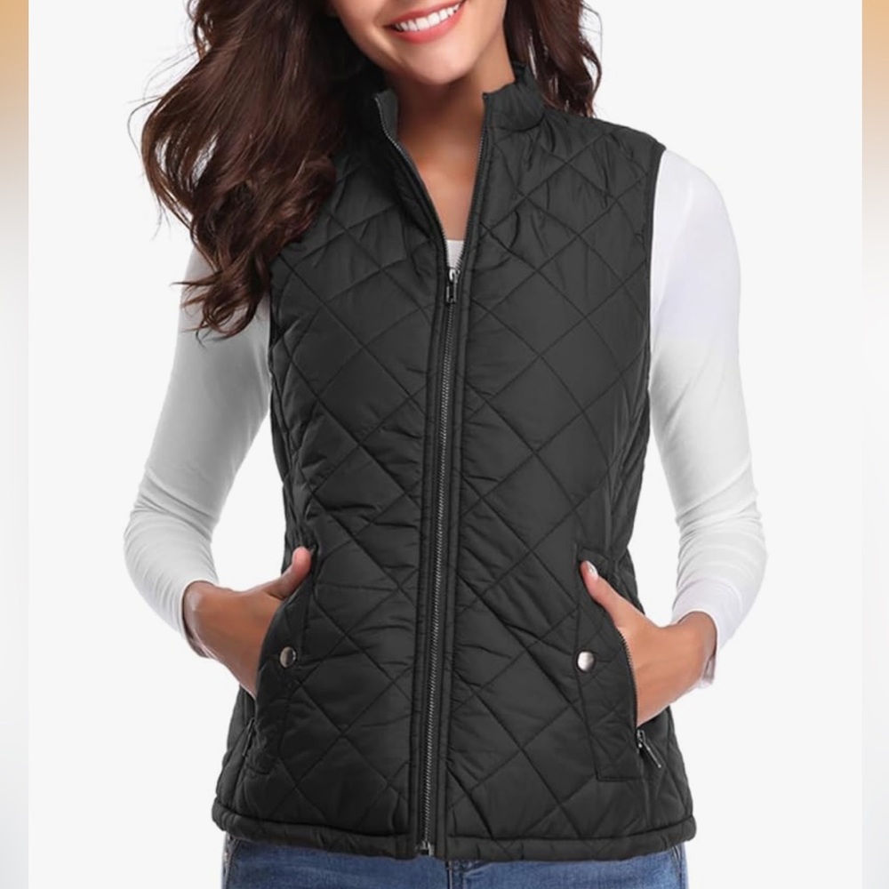 Women's Black Quilted Vest